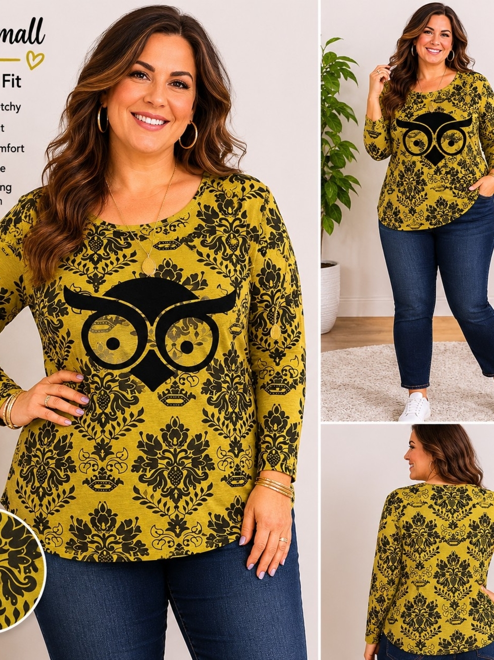 Rara Avis Iris Apfel Owl Graphic Damask Top NWT Size Small